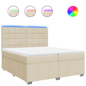vidaXL Sommier à lattes de lit avec matelas Crème 200x200 cm Tissu