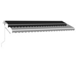 vidaXL Auvent automatique capteur de vent et LED 500x350 cm Anthracite