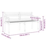 vidaXL Banc Batavia coussin à motif de carreaux gris 150cm Bois teck