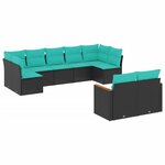 vidaXL Salon de jardin 9 Pièces avec coussins noir résine tressée