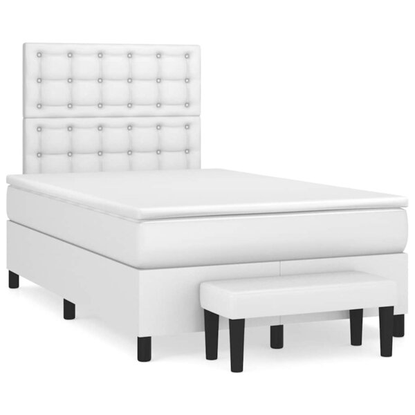 vidaXL Sommier à lattes de lit avec matelas blanc 120x190cm similicuir