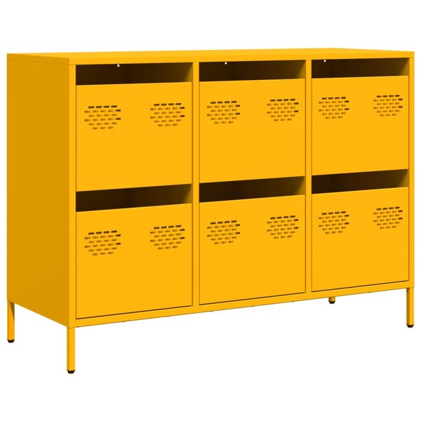vidaXL Buffet jaune moutarde 101 5x39x73 5 cm acier laminé à froid