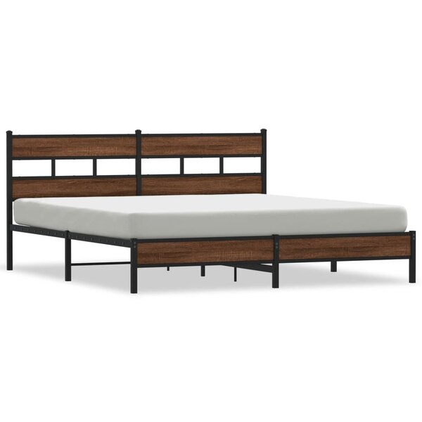 vidaXL Cadre de lit en métal sans matelas chêne marron 200x200 cm