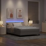 vidaXL Lit à ressorts avec matelas avec LED Taupe 140 x 200 cm tissu
