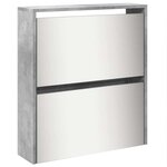 vidaXL Armoire à chaussures miroir 5 niveaux gris béton 63x17x169 5 cm