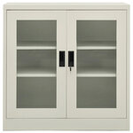 Armoire de bureau gris clair 90 x 40 x 90 cm avec 2 étagères réglables design iconique en acier gris clair 02_0046803