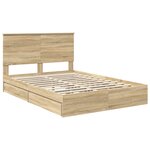 vidaXL Lit de Rangement Chêne Sonoma 150 x 200 cm Bois d'ingénierie