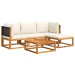 vidaXL Ensemble de canapés de jardin 5 pièces avec coussins en bois d'acacia et rotin