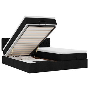 VidaXL Cadre de lit ottoman avec matelas noir 200x200cm tissu