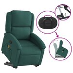 vidaXL Fauteuil inclinable de massage Vert foncé Tissu