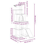 vidaXL Arbre à chat avec griffoirs en sisal Crème 166 cm