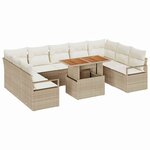 vidaXL Ensemble de canapé de jardin 10 Pièces Beige Poly rotin