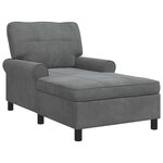 vidaXL Chaise longue avec coussin Gris foncé 91 x 157 x 91 cm Velours