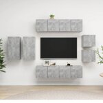 vidaXL Ensemble de meuble TV 8 Pièces Gris béton Bois d'ingénierie
