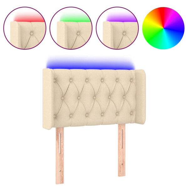 vidaXL Tête de lit à LED Crème 83x16x78/88 cm Tissu