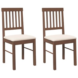 vidaXL Chaises à manger coussins 2 Pièces marron bois massif caoutchouc