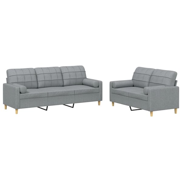 vidaXL Ensemble de canapés 2 Pièces coussins gris clair tissu