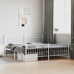 vidaXL Cadre de lit métal avec tête de lit/pied de lit blanc 183x213cm