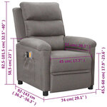 vidaXL Fauteuil électrique de massage Gris clair Tissu