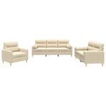 vidaXL Ensemble de canapés 3 Pièces avec coussins crème tissu