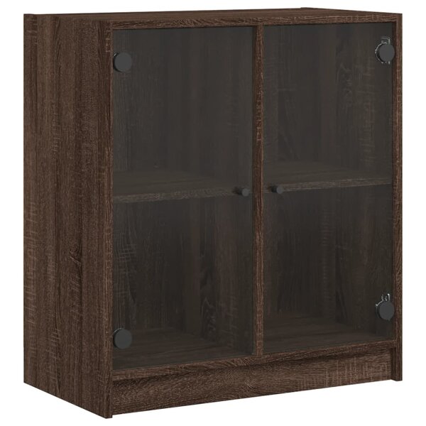 vidaXL Armoire latérale avec portes en verre chêne marron 68x37x75 5cm