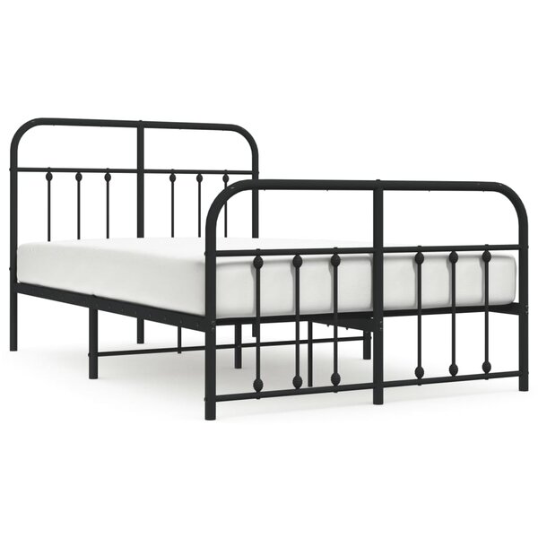 vidaXL Cadre de lit métal sans matelas avec pied de lit noir 120x190cm