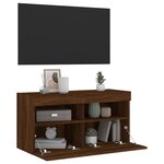 vidaXL Meuble TV mural avec lumières LED chêne marron 80x30x40 cm