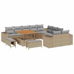 vidaXL Ensemble de canapé de jardin 13 Pièces Beige polyrotin