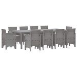 vidaXL Ensemble de Salle à Manger de Jardin de 11 Pièces avec Coussins Gris Clair Poly Rattan