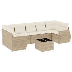 vidaXL Salon de jardin avec coussins 8 Pièces beige résine tressée