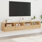 vidaXL Meubles TV muraux 2 Pièces chêne sonoma 80x30x30cm bois ingénierie