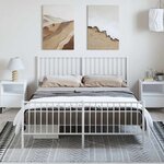 vidaXL Cadre de lit métal sans matelas et pied de lit blanc 150x200 cm