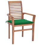 vidaXL Chaises à manger lot de 6 avec coussins vert Bois teck solide