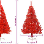 vidaXL Demi sapin de Noël artificiel avec support Rouge 150 cm PVC