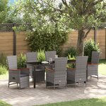 vidaXL Ensemble de salle à manger de jardin 7 pièces avec coussins Gris Rotin Synthétique