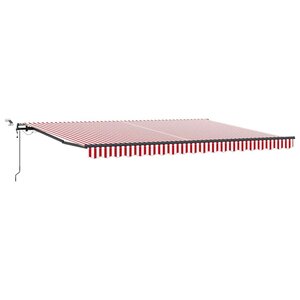vidaXL Auvent Rétractable with Rouge et blanc 450 × 350 cm tissu