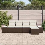 vidaXL Ensemble de canapé de jardin 5 Pièces Marron polyrotin