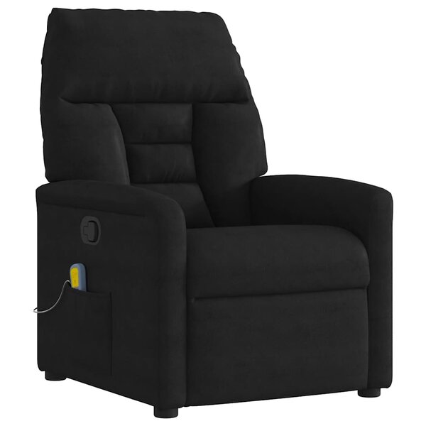vidaXL Fauteuil inclinable de massage noir tissu microfibre