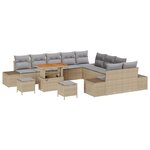 vidaXL Ensemble de canapé de jardin 13 Pièces Beige Poly rotin