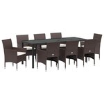 vidaXL Ensemble de salle à manger pour jardin 9 pc Marron polyrotin
