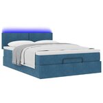 vidaXL Cadre de lit ottoman avec matelas bleu foncé 140x200 cm velours