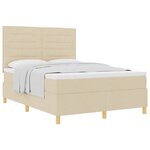 vidaXL Lit à ressorts avec matelas Crème 140 x 190 cm tissu