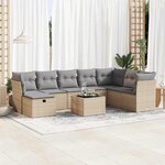 vidaXL Salon de jardin avec coussins 9 Pièces beige résine tressée
