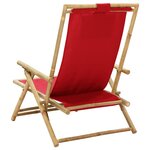 vidaXL Chaise de relaxation inclinable Rouge Bambou et tissu