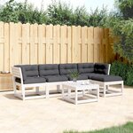 vidaXL Salon de jardin 5 Pièces avec coussins blanc bois massif de pin
