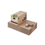 Pack and Move - Lot 20 cartons déménagement stockage standard - 60 x 30 x 30 cm - Poignées renforcées - 1 adhésif offert