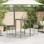 vidaXL Tabourets de bar jardin coussins lot de 2 gris résine tressée