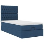 vidaXL Lit ottoman avec matelas et LED Bleu 100x200 cm Tissu