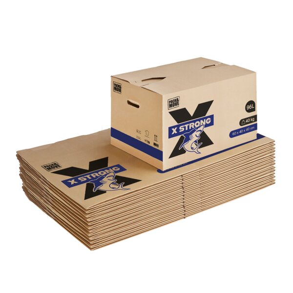 Pack and Move - Lot de 15 Cartons Déménagement X Strong - 60 x 40 x 40 cm - Charge 40 kg - Extrême Résistance - Grande Capacité