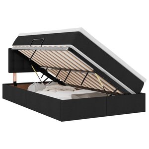 vidaXL Lit de rangement LED avec matelas Noir 120 x 200 cm Tissu